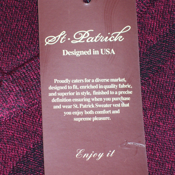 Mens V Neck Wine Red Argyle Sweater Vest 5XL XXXXX - Picture 5 of 8